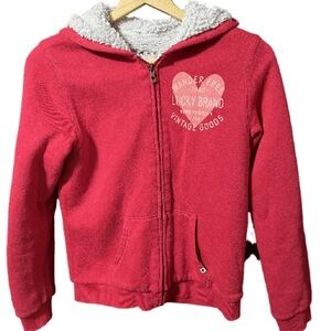 LUCKY BRAND faux fur zip up hoodie jacket size Large